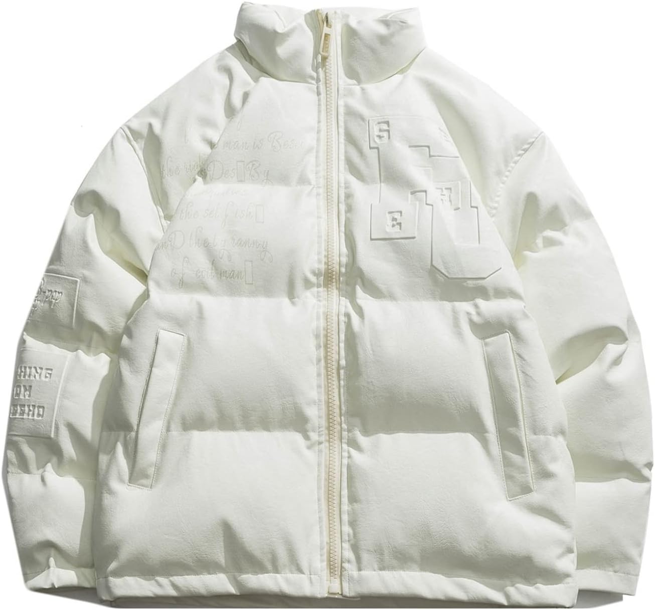 中綿ジャケット PU革ジャン 厚手 冬 メンズ スタンドカラー 綿服 アウター 英文字押し 寒さ対策 防風 保温性 コート ユニセックス 綿入れ ブルゾン 撥水 おしゃれ ゆったり 大きいサイズ アウ