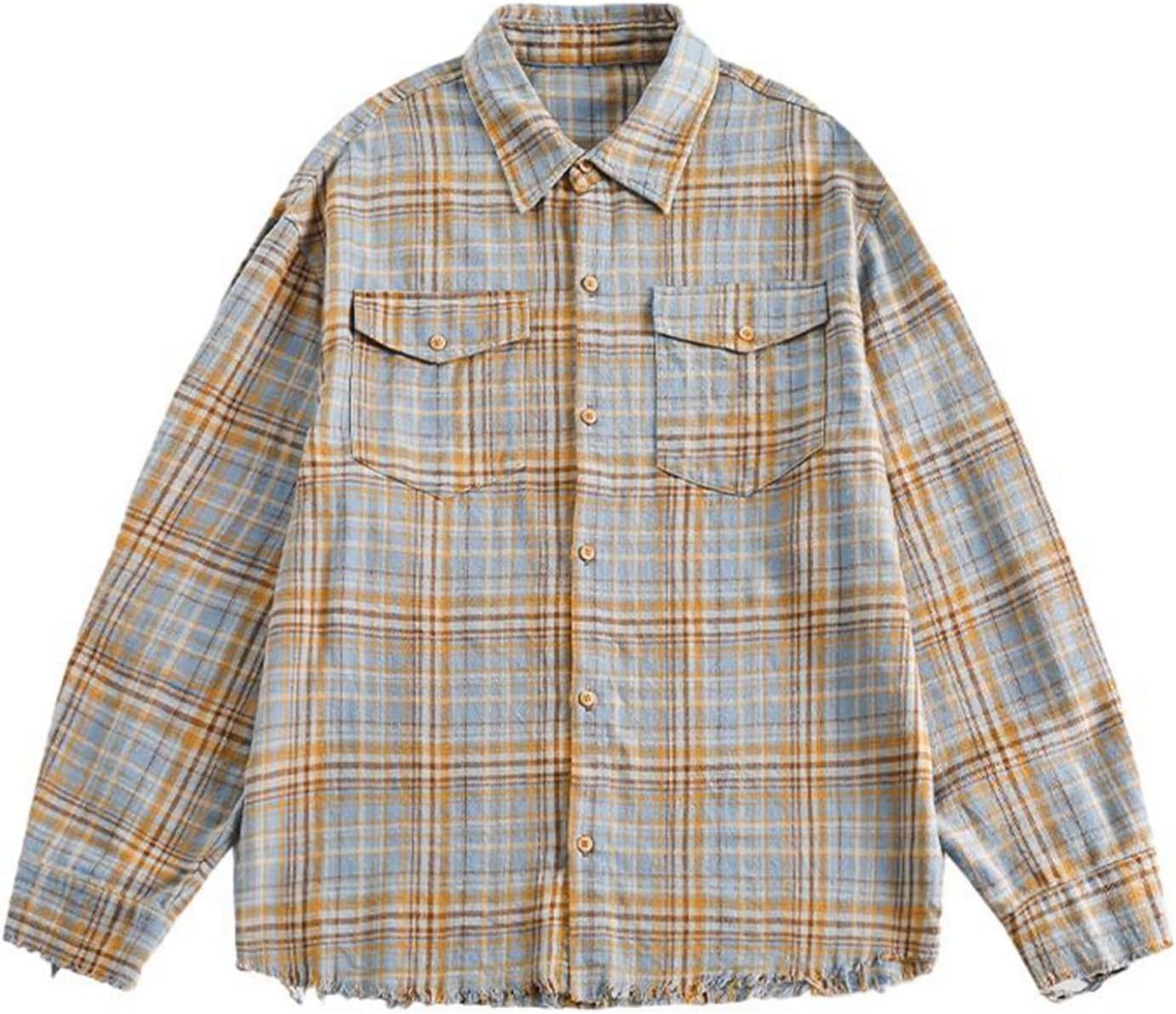 シャツ ジャケット メンズ ダメージ加工 胸ポケット付き シャツジャケット 長袖 折り襟 春夏秋冬用 トップス 両サイドポケット ボタン付き 男性用 柔らかい 軽便 カッコイイ ファッション 散歩