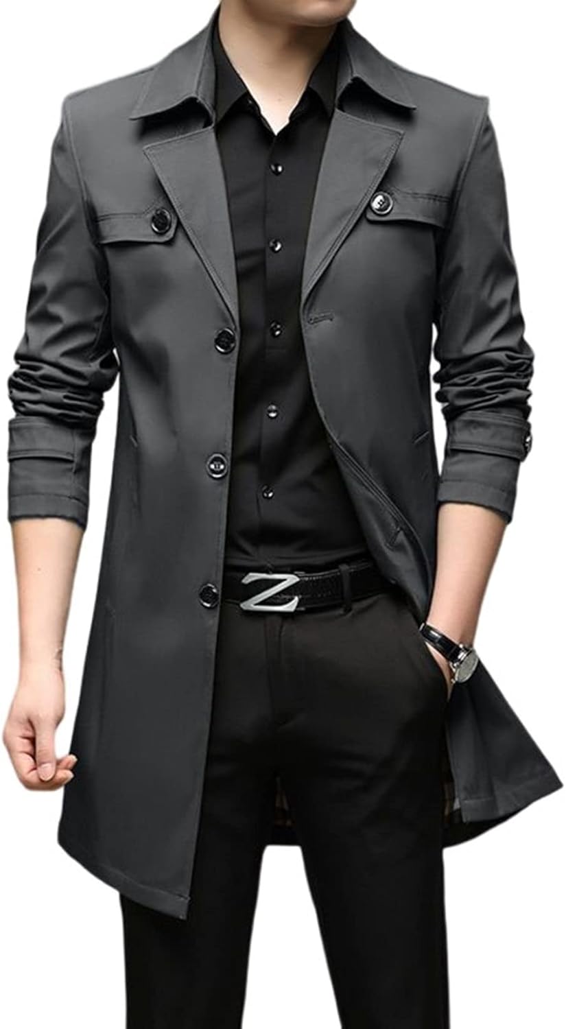 トレンチコート 薄手 メンズ スプリングコート シンプル お洒落 コート 男性用 アウター 紳士服 ビジネス カジュアル ハーフ丈 ジャケット スリム 春 秋 アウター トップス 薄手 防風 大きいサ｜Yokos