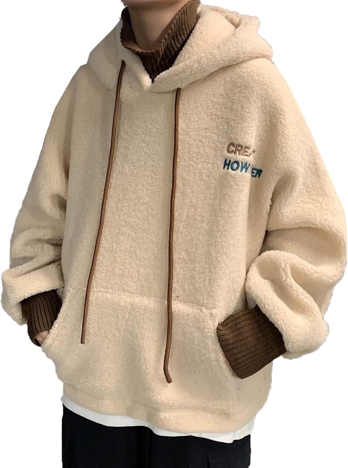 ボアパーカー プルオーバー メンズ ジャンパー スタジャン フリース ポケット フード付き 冬服 防寒着 無地 シンプル コート オーバーサイズ 厚手 ジャケット 綿服 ファッション カジュアル｜Yokos