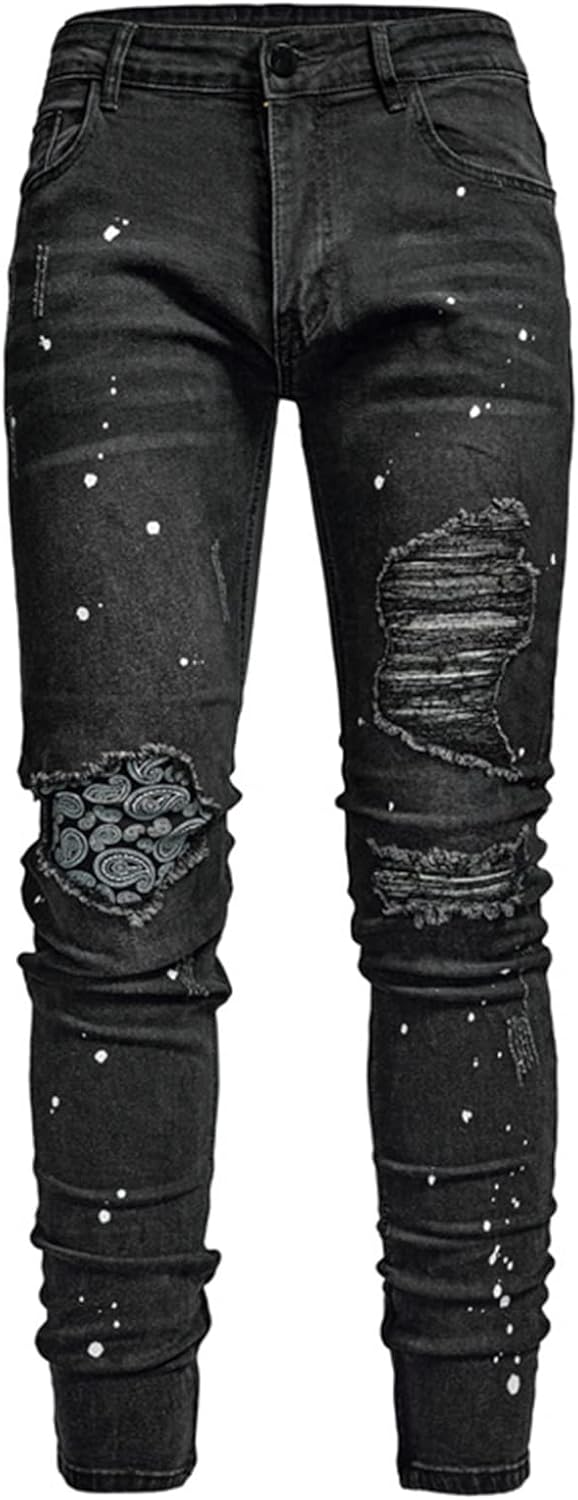 デニムパンツ ジーンズパンツ メンズ スキニーパンツ ダメージ加工 細身 デニム JEANS オトコ ロングパンツ ボトムス 大人 お洒落 オリジナル ウォッシュ 通気性 快適 秋用 春秋 オートバイ
