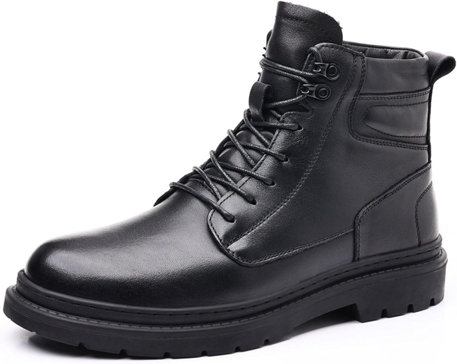 メンズ ショートブーツ 革靴 レースアップ ワークブーツ 防寒 サイドジップ 秋冬 ハイカット 短靴 暖か 保温 プレーントゥ 柔らか ゴム底 歩きやすい おしゃれ 仕事 オフィス 通勤 通学 カジュ