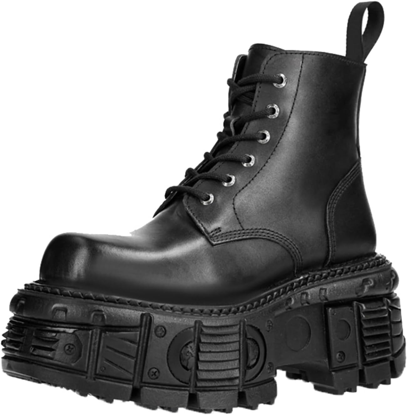 厚底6cm ショートブーツ 22.5-27.5 メンズ サイドジッパー レースアップ ワークブーツ 太ヒール 秋冬 パンク靴 身長アップ 防滑 歩きやすい かるい 男女兼用 レトロ ヒップホップ スト