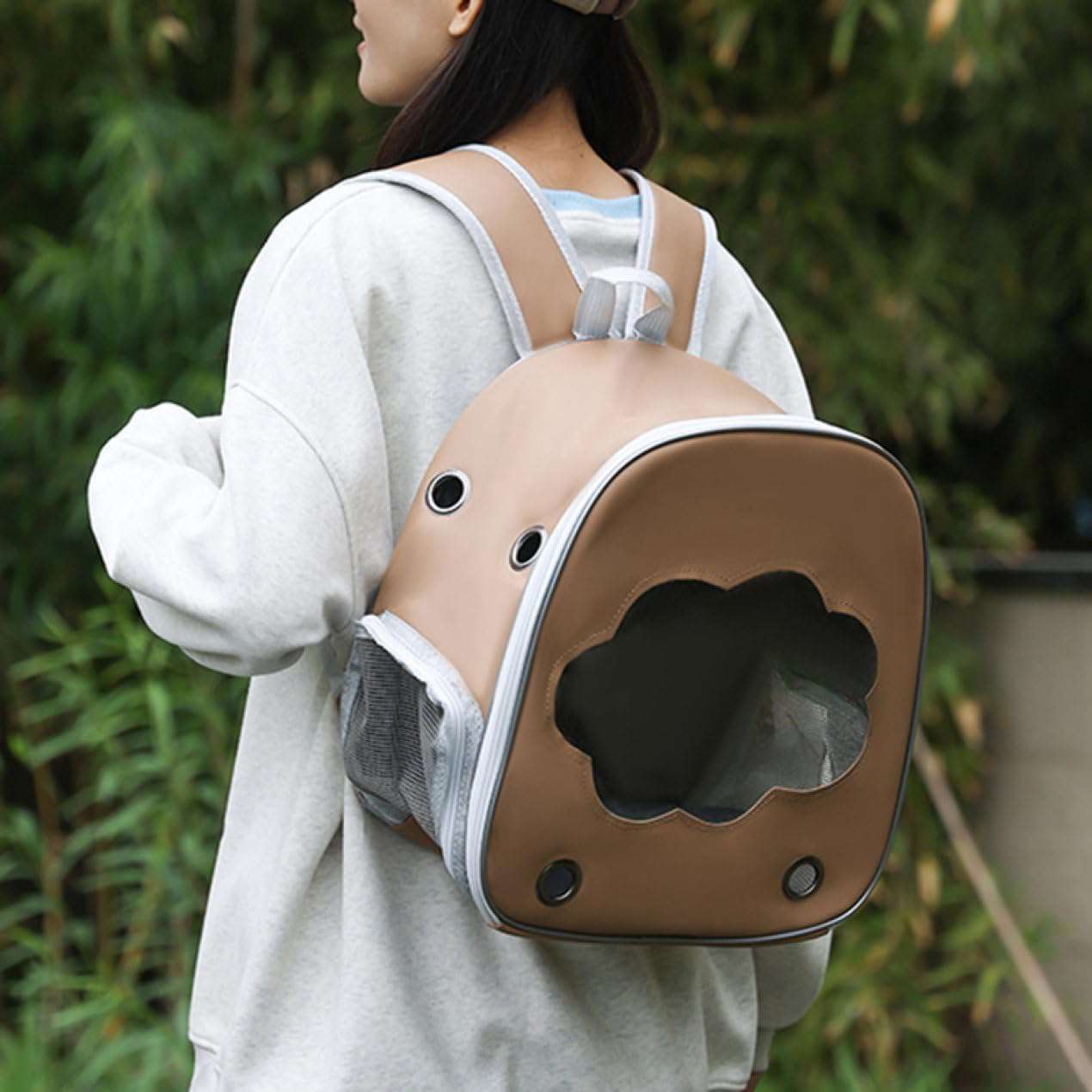 犬 猫 キャリー リュック ペット キャリーバッグ ブラウン 大きめ 小型犬 ソフトクレート 折りたたみ可 3WAY 大容量 犬 リュック 猫 リュック ペットバッグ 通気性 旅行/通院/交通機関/避
