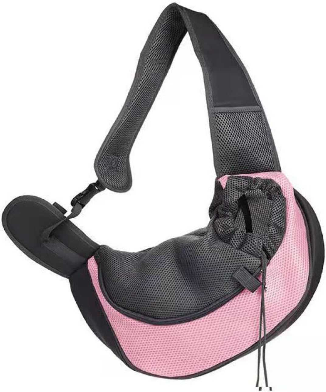 ペットスリング ペット バッグ 抱っこ紐 犬猫兼用 小型犬 中型犬 超小型犬キャリーバッグ 飛び出し防止用ストラップ付 安全ロープ付き ピンク 調節可能 41*24 ポケット付き 斜めショルダーバッグ