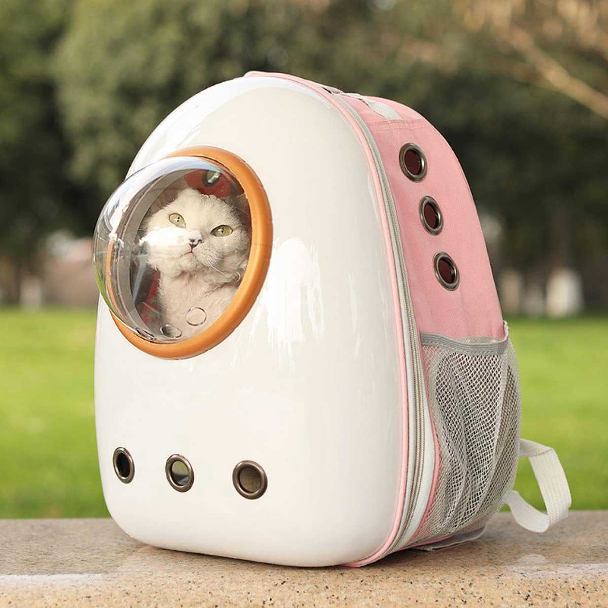 小型犬 犬 猫 キャリーバッグ 宇宙船カプセル型 ペットバッグ 犬猫兼用 ス リュック カプセル 広々空間 通気性 33*23*43CM 防止 リュック大容量 旅行 散歩 災害避難用リュックサック ピ｜Yokos