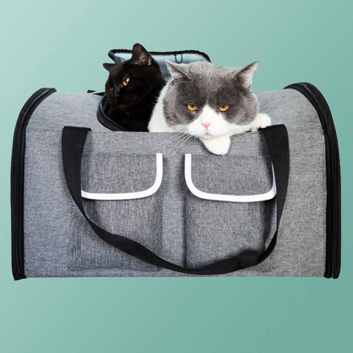 犬 猫 ペット リュック ペットキャリー 折り畳み式 猫用 犬用 ソフトクレート きゃりーバッグ 小型犬 小動物用 キャリー バッグ お洒落 通気性 折りたたみ M 散歩 旅行 通院 災害避難 グレー