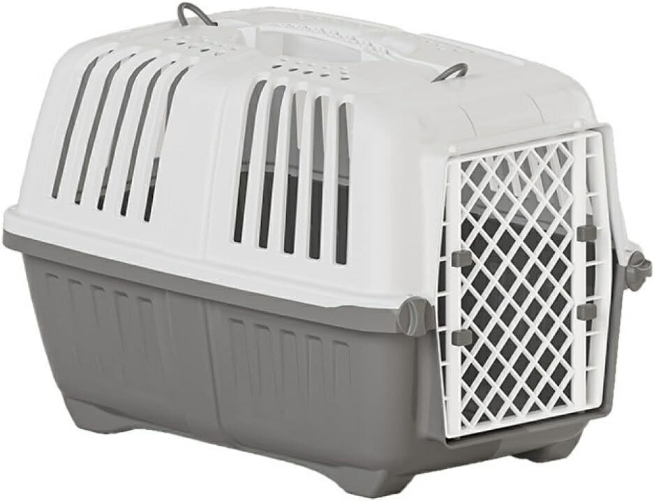 ペットキャリーケース グレー 猫キャリー 小型犬 犬用クレート ペットキャリーバッグ ペットケンネル 通気性 組立簡単 ケージ キャンピングキャリー 犬用ハードクレート 犬 猫 L お出かけ 移動 コ|Yokos