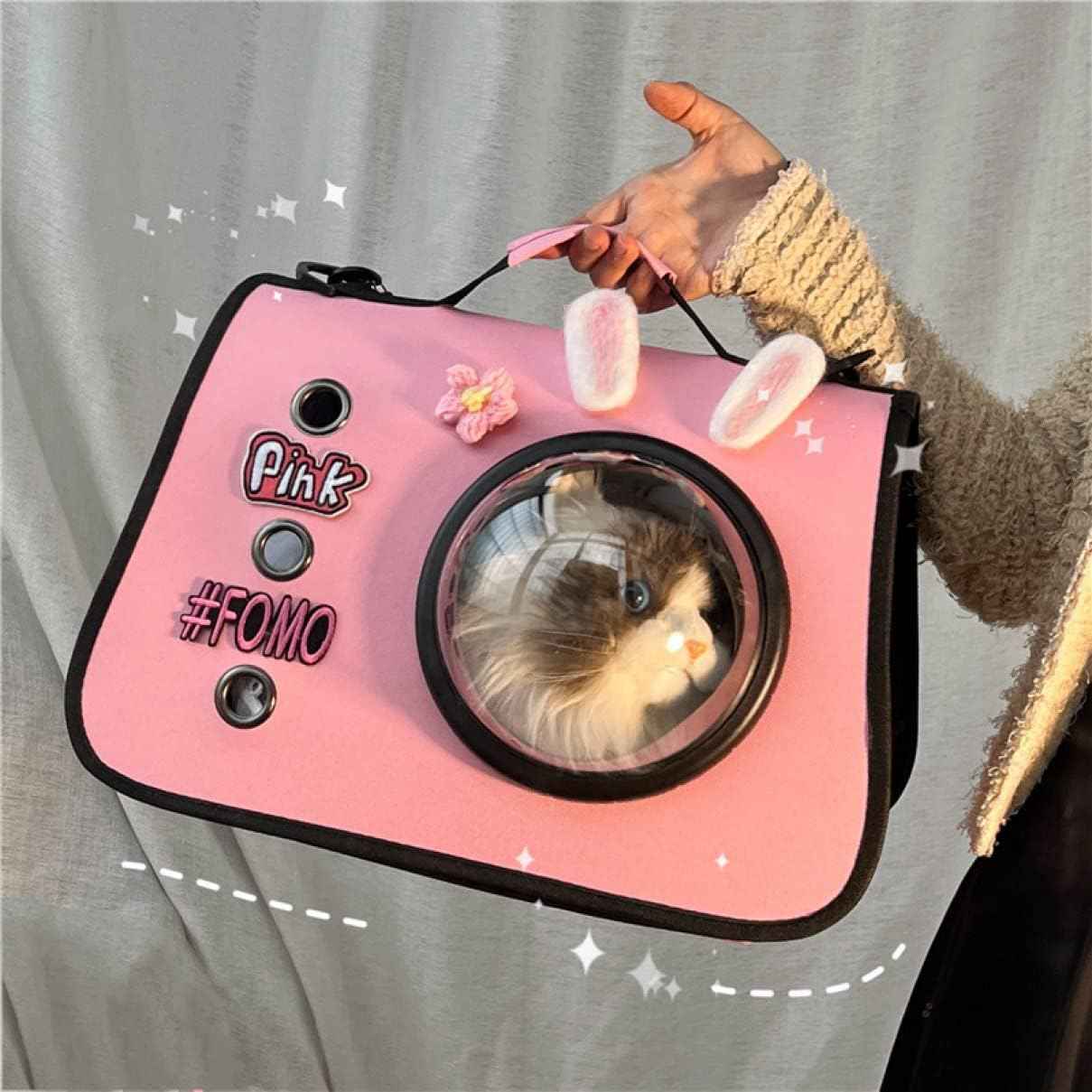 猫 M キャリー ペットキャリー バッグ ピンク リュック 小型犬 手提げバッグ きゃりーバッグ リュック宇宙船型 ショルダー 中小型犬キャリーバッグ 猫携帯包 犬携帯包 通気性 大容量 折りたたみ