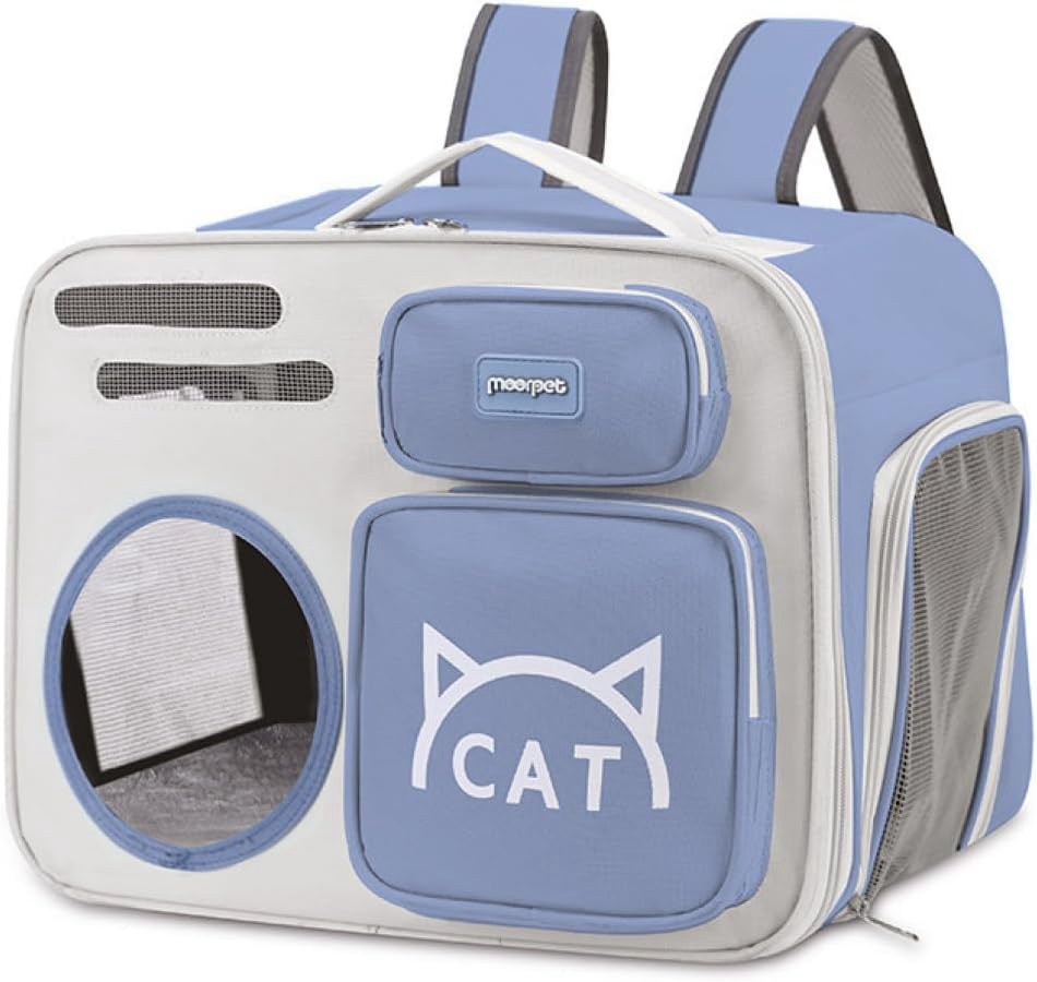 ペットキャリー ソフト リュック 猫 軽量 ブルー コンパクト キャリーバッグ 猫バック バック 折りたたみ M 通気性 ペットキャリーバッグ ペットキャリーリュック 猫 キャリーバッグ 小型犬 猫用