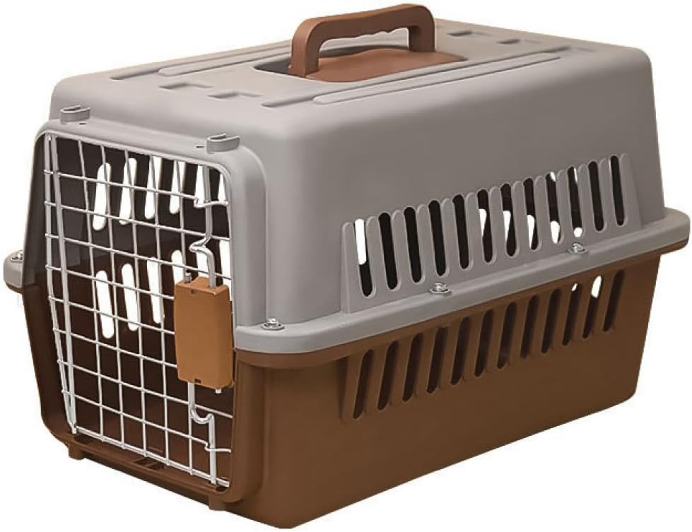 犬用クレート ペットケンネル ペットキャリーケース 中小型犬 成猫 子猫 うさぎ 小動物 コーヒー ペットキャリーバッグ プラスチック製 M 水洗いOK 航空輸送ボックス 室内用ハウス 取っ手付き 頑