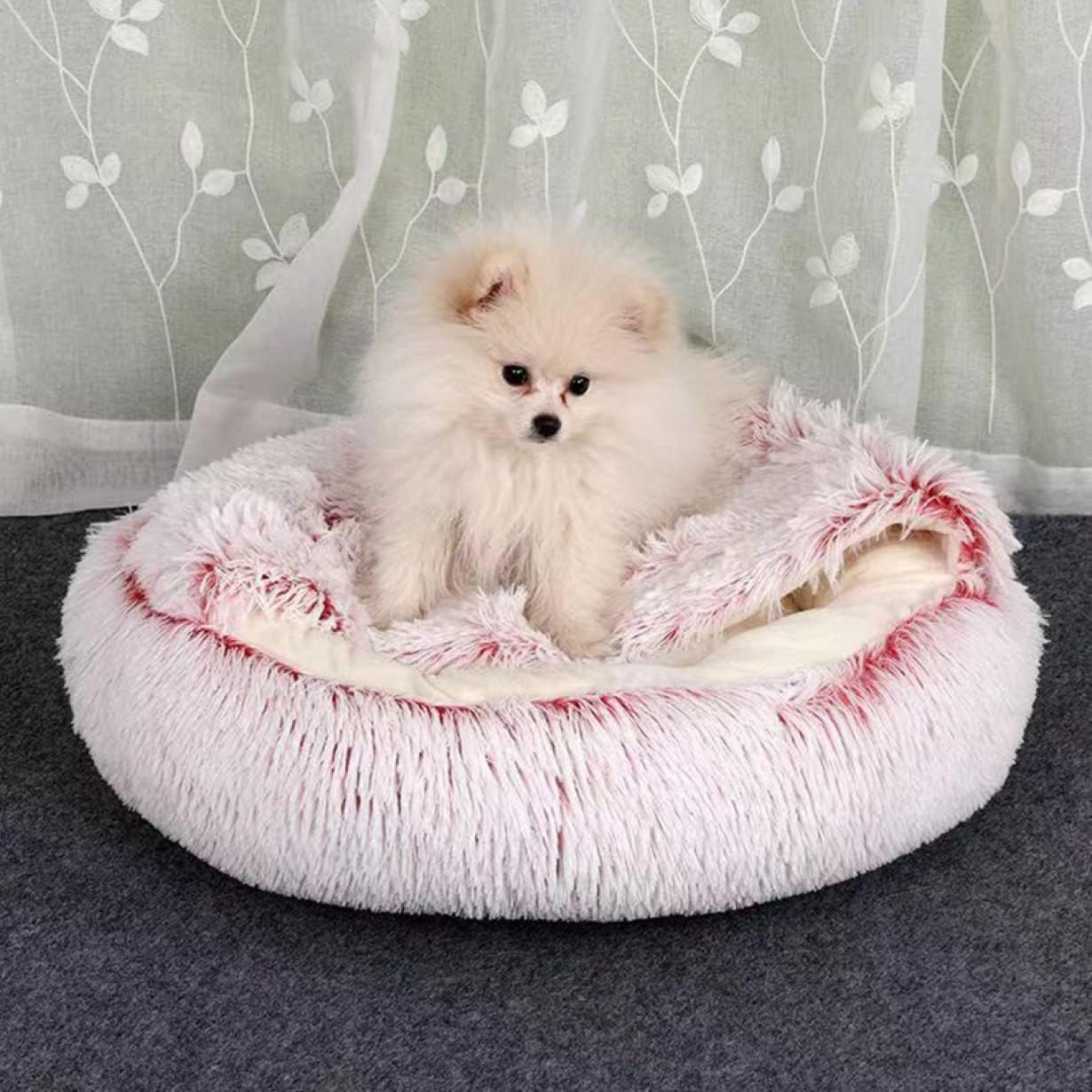 40cm ペットベッド ラウンドベッド ペット用 犬用 猫用 冬 寝床 寝具 クッション ソファー 洗える ふかふか ふわふわ あったかマット 防寒 設計 暖かい 無地 シンプル 厚め 小型犬 中型犬｜Yokos