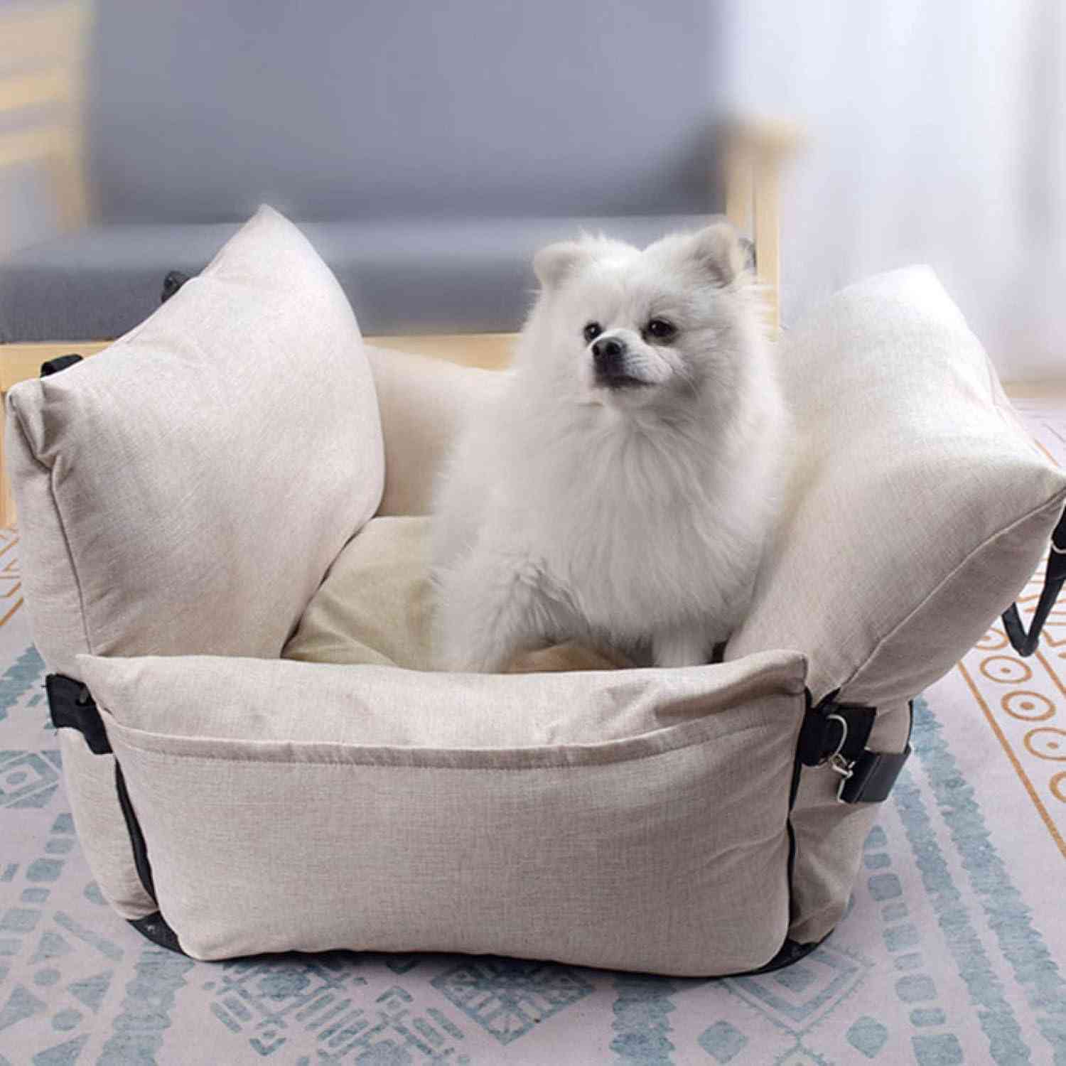 ペット用ドライブボックス 犬 中型犬 車用 座席 ペットシート 車用品 犬 ドライブベッド 小型犬 ペット用ドライブシート 折り畳み式カバー ベージュ 飛び出し防止 車酔い 事故防止 防水通気 汚れ防｜Yokos