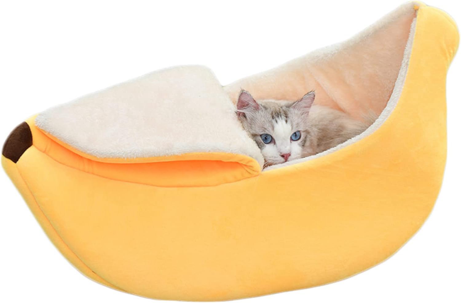バナナ型 イエロー 猫ベッド 犬ベッド ペットベッド 猫 犬ハウス 可愛い 寝袋 四季通用 保温 防寒 45*18*13cm 洗える 寝床 家装飾 ペット用寝袋 犬/猫 ベッド マット クッション 冬
