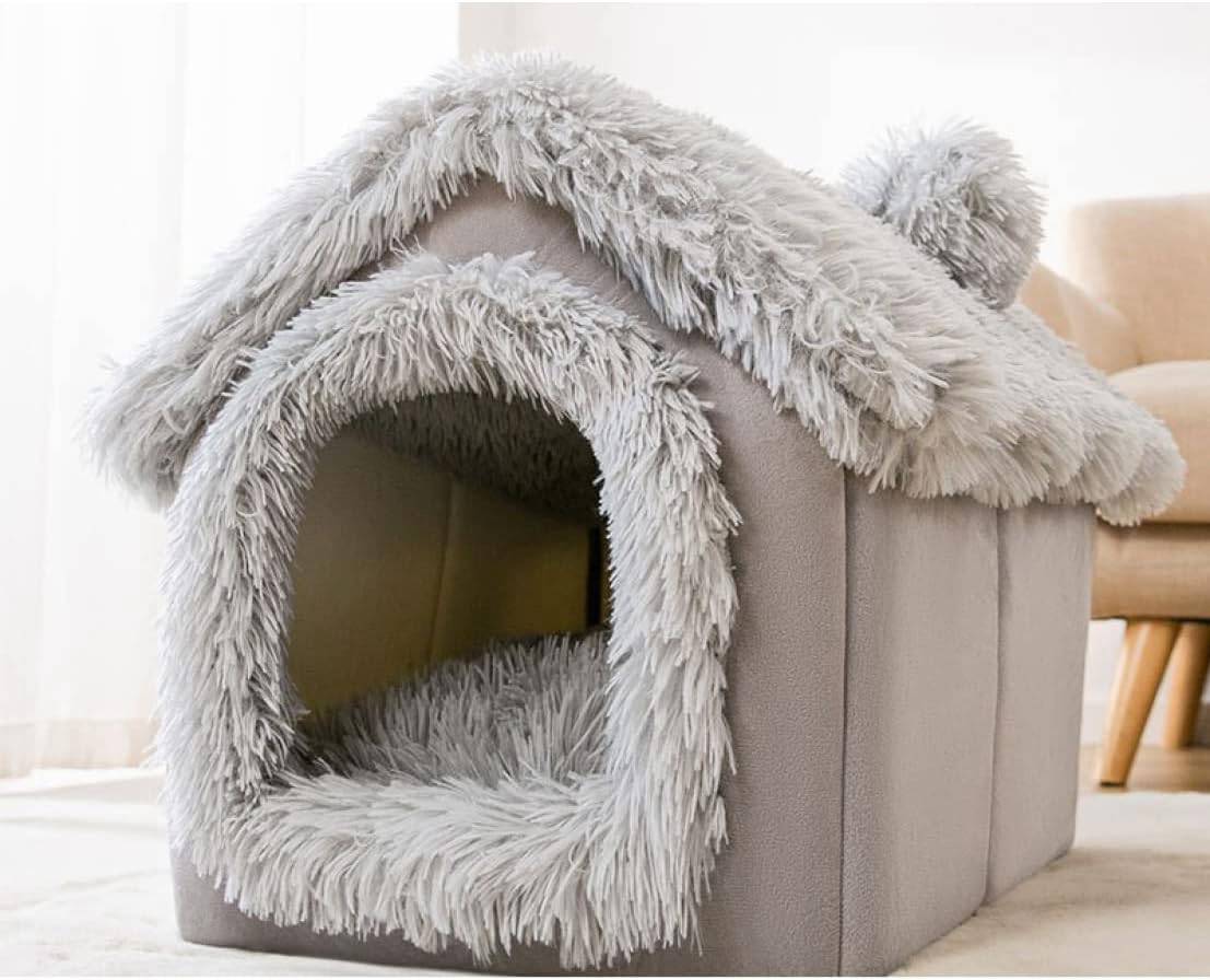 猫ベッド 猫ハウス ペットベッド ペット用寝袋 キャットハウス ドーム型 暖かい 44*36*39 ふわふわ 休憩所 秋冬用 ぐっすり眠れる 水洗え 小型犬 キャット ペット小屋 室内用 中型犬 猫|Yokos