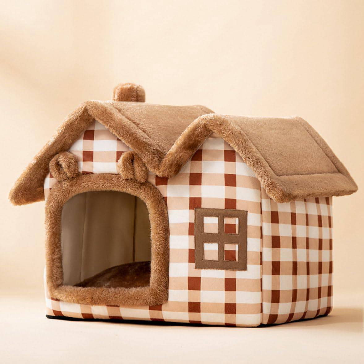 ペットベッド 猫 犬 ベッド ドームハウス キャットハウス マット 冬 折りたたみ ペットクッション 洗濯可能 S ぐっすり眠れる 防水 猫ハウス 犬ハウス 秋冬 イエロー 室内 ゲージ用 ふわふわ