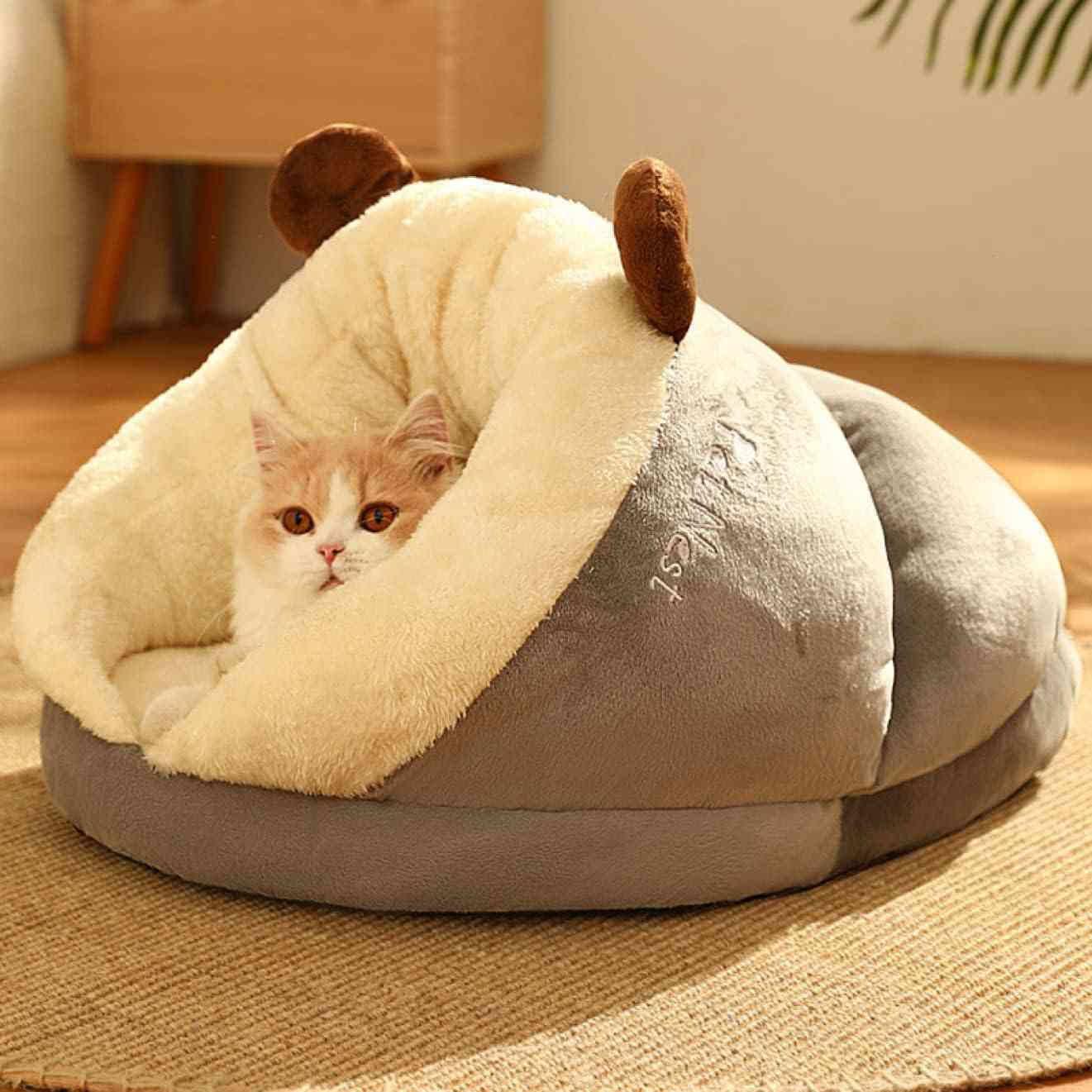 ライトグレー ペットベッド ペットソファ 犬ベッド 猫ベッド ペットハウス ペット用ベッド 子犬 猫用 ペットクッション M ペット用寝袋 ふわふわ 寒さ対策 保温防寒 暖かい休憩所 冬 ふかふか モ