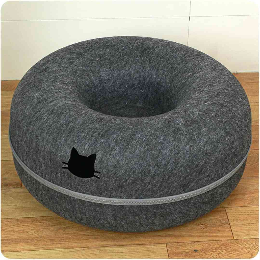 猫ハウス 猫ベッド ドーム型 トンネル お昼寝 ベッド 四季通用 おしゃれ 丈夫 S 可愛いドーナツ型 ペット寝袋 通気性 ぐっすり眠れる キャットハウス 室内用 あったかハウス 洗える 窓付き 05
