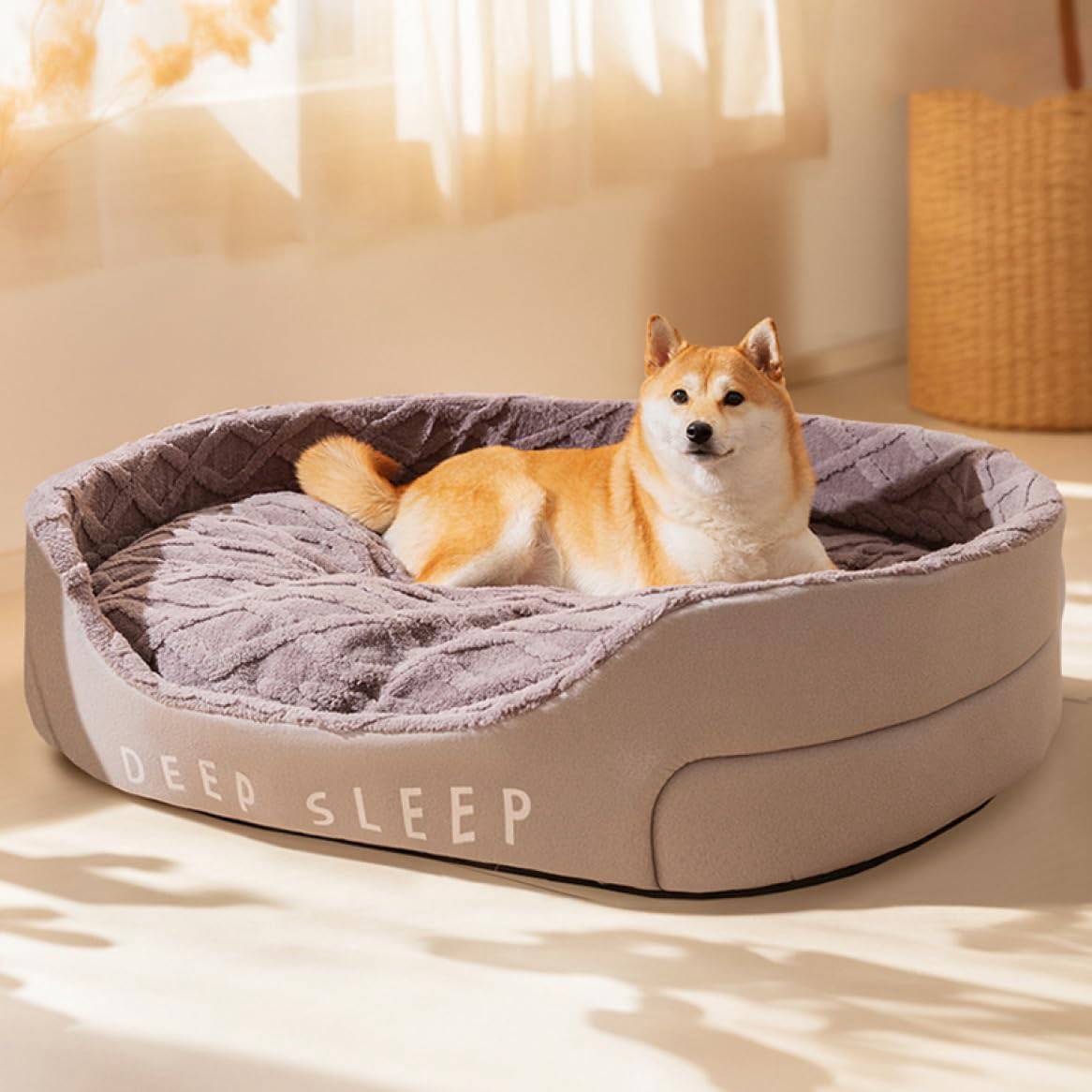 犬 ベッド 猫 ベッド 円型ペットベッド 滑り止め ふわふわ 冬 保温 高反発マット 洗える おしゃれ 可愛い ペットソファー 猫犬適用 ペット用ベッド グレー 通年 秋冬用 ペットクッション 小動物
