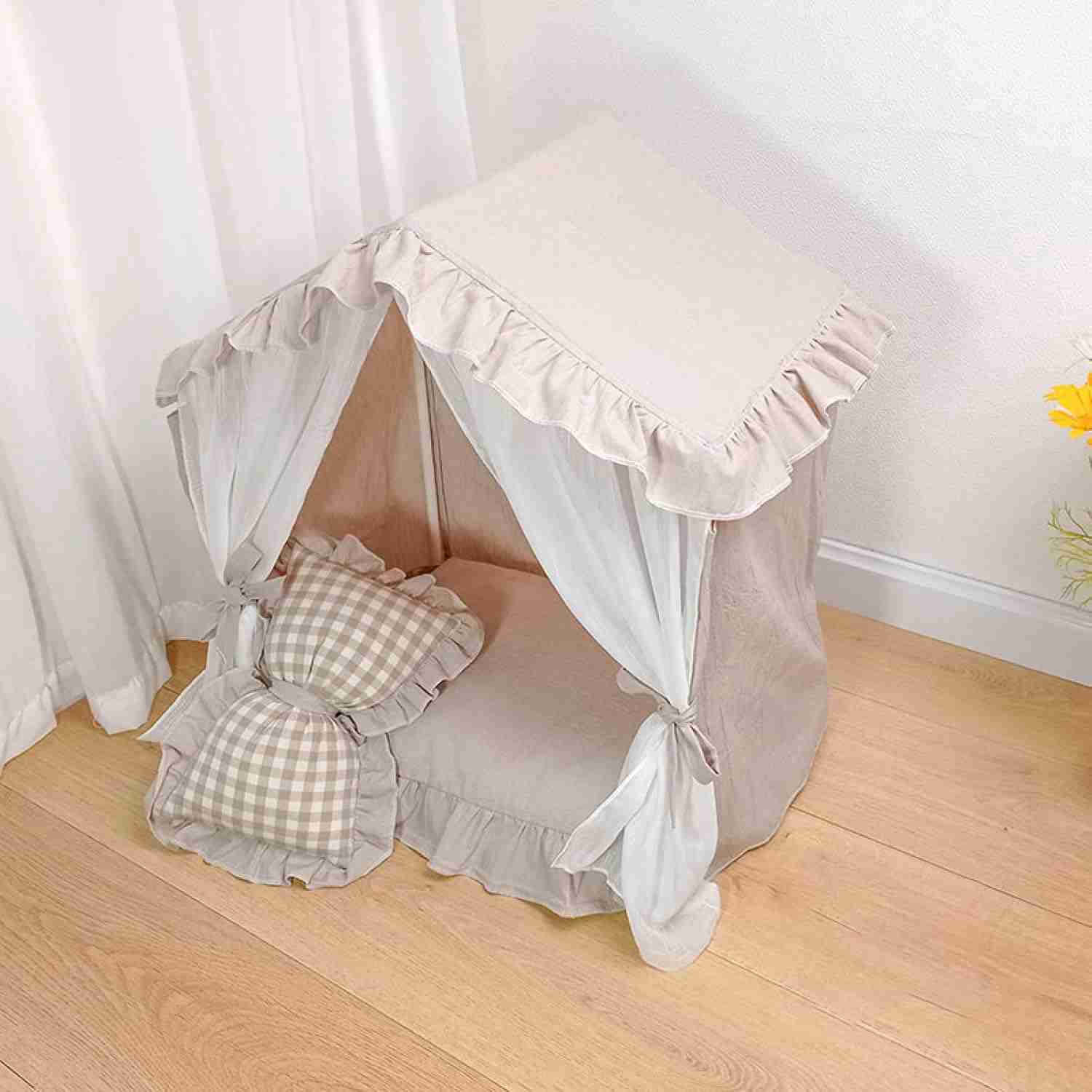 犬小屋 ペットベッド 寝床 ペットソファ 猫ベッド 犬 ベッド 室内用 ペットベッド 子動物 深い 安全 かわいい 暖かい インテリア 45*35*55 寒さ対策 軽量 テント クールコットン ふかふ