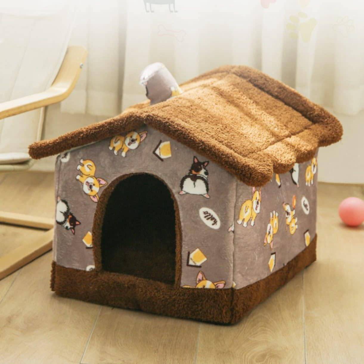 ペットベッド ドーム型 ペットハウス 犬猫用 室内用 オールシーズン M ふわふわ クッション付き 犬小屋 屋根付き 猫 テント おしゃれ 洗える 折りたたみ可 寝床 冷暖房 ホットカーペット対応 ペ｜Yokos