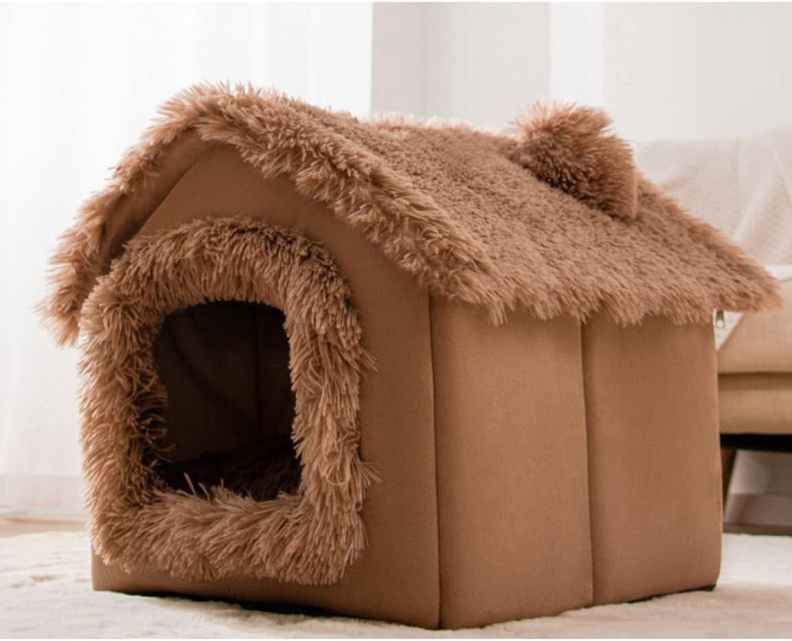 猫用ベッド ドーム型 ペットハウス ペットベッド 犬猫用 小型犬 ふわふわ クッション 保温 防寒対策 洗濯可能 おしゃれ 可愛いペットベッド ドーム型 ペットハウス 2way 44*36*39 屋根｜Yokos
