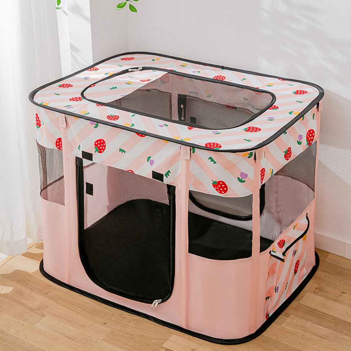 長方形ペット 折りたたみサークル 室内 屋内 野外 90*70*60 ペットテント 犬 ゲージ 小型犬 中型犬用 折りたたみ ペットハウス ピンク ペット用ケージ サークル ケージ アウトドア コンパ｜Yokos