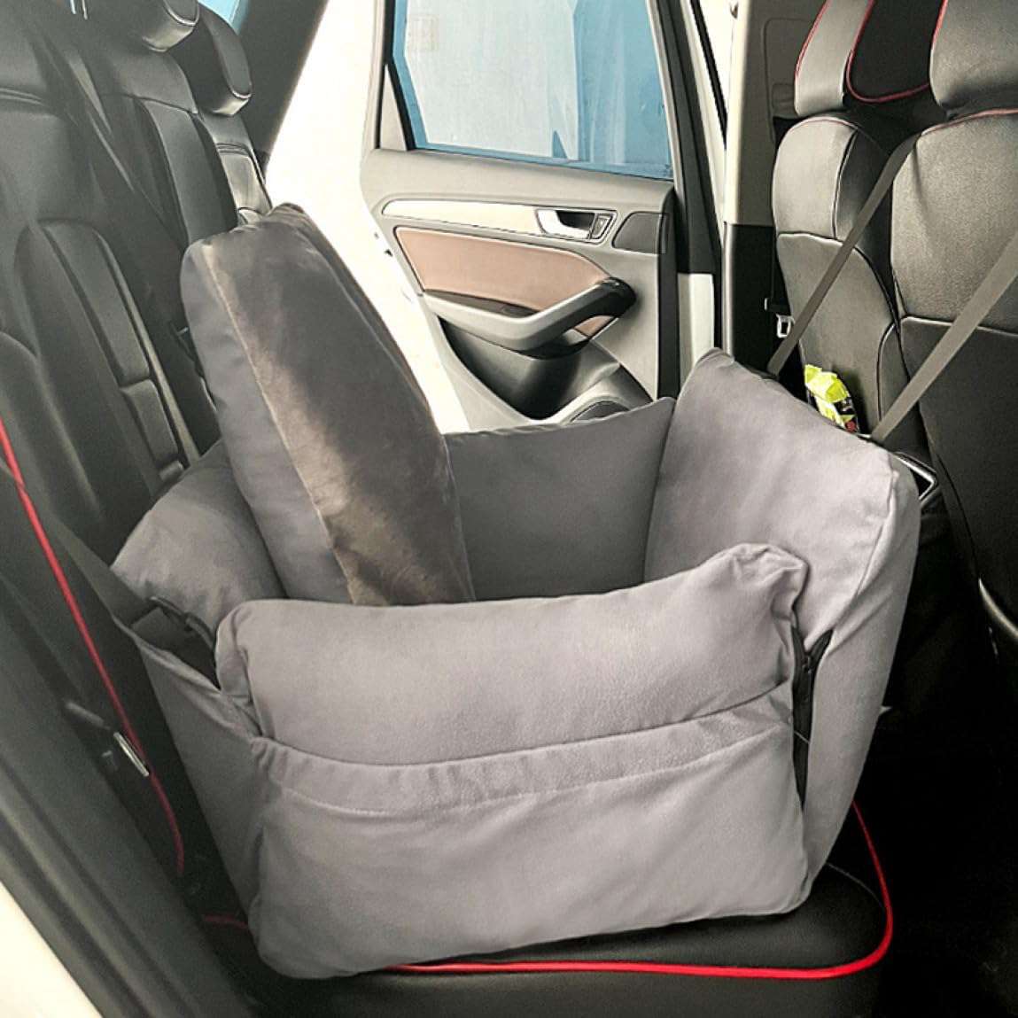 グレー ペット用ドライブボックス 中型犬 ペット 車 大型犬 小型犬 ドライブボックス ドライブキャリー ドライブベッド 車用ペットベッド 柴犬 猫 犬 ベッド 車載用 キャリー 酔わない 夏用 洗え