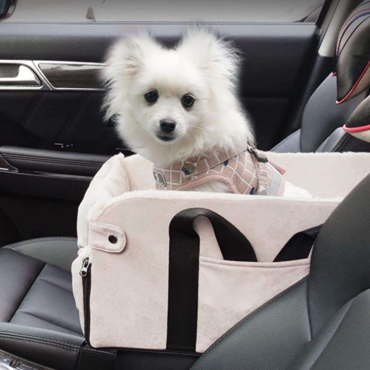 ドライブボックス ドライブベッド ペット用 ドライブシート 車用ペットシート 座席シート ベージュ 小型犬 猫用 2way キャリーバッグ アームレスト 車載用 飛び出し防止 汚れにくい 滑り止め 簡|Yokos