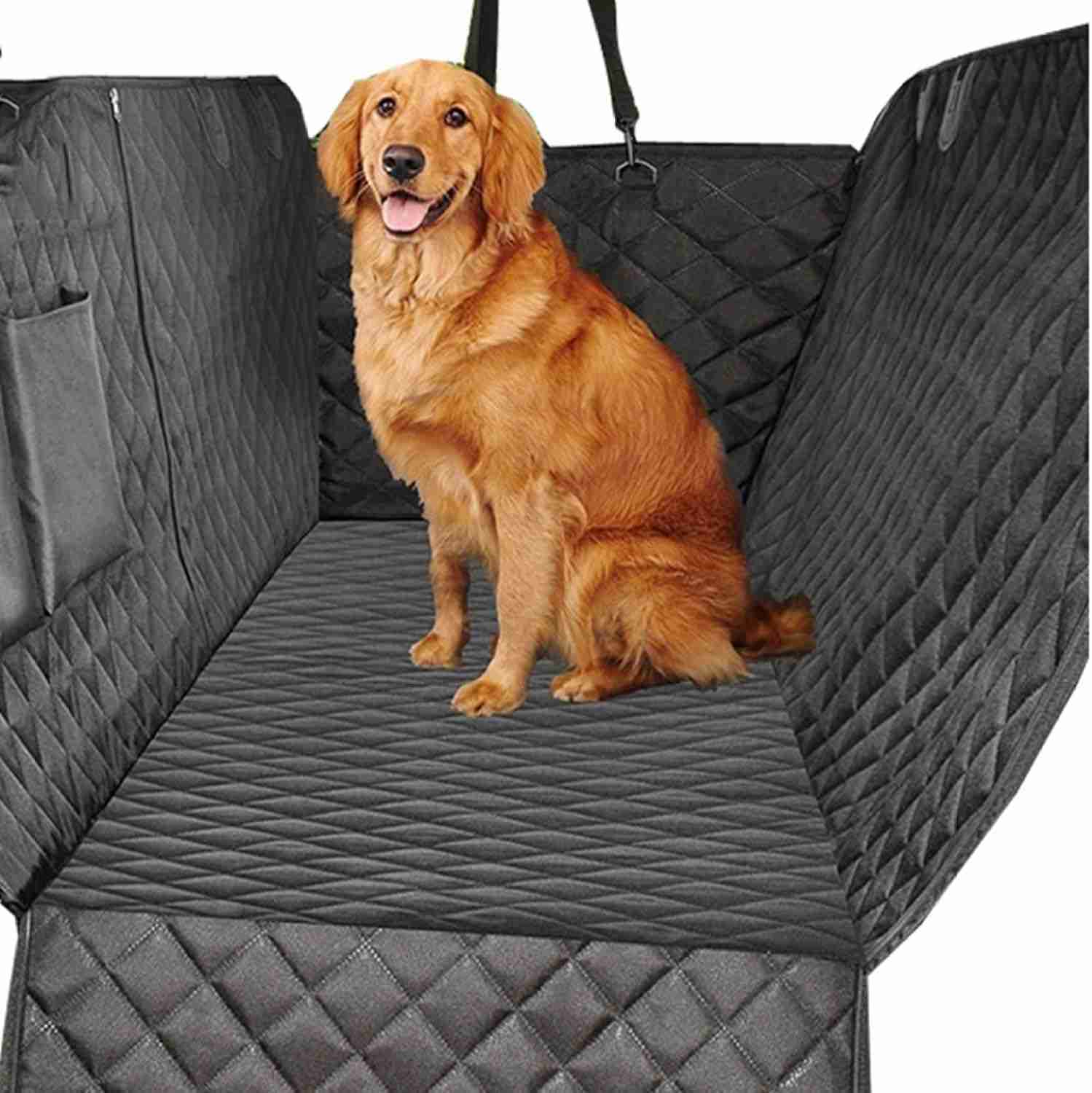 車載用ペットシート ペット用ドライブマット 犬 後部座席用 中型 大型犬 猫用 飛び出し防止 酔い防止 お手入れ簡単 清潔 汚れ防止 新型ペット用ドライブシートカバー 安全旅行 通年 ブラック 折り畳