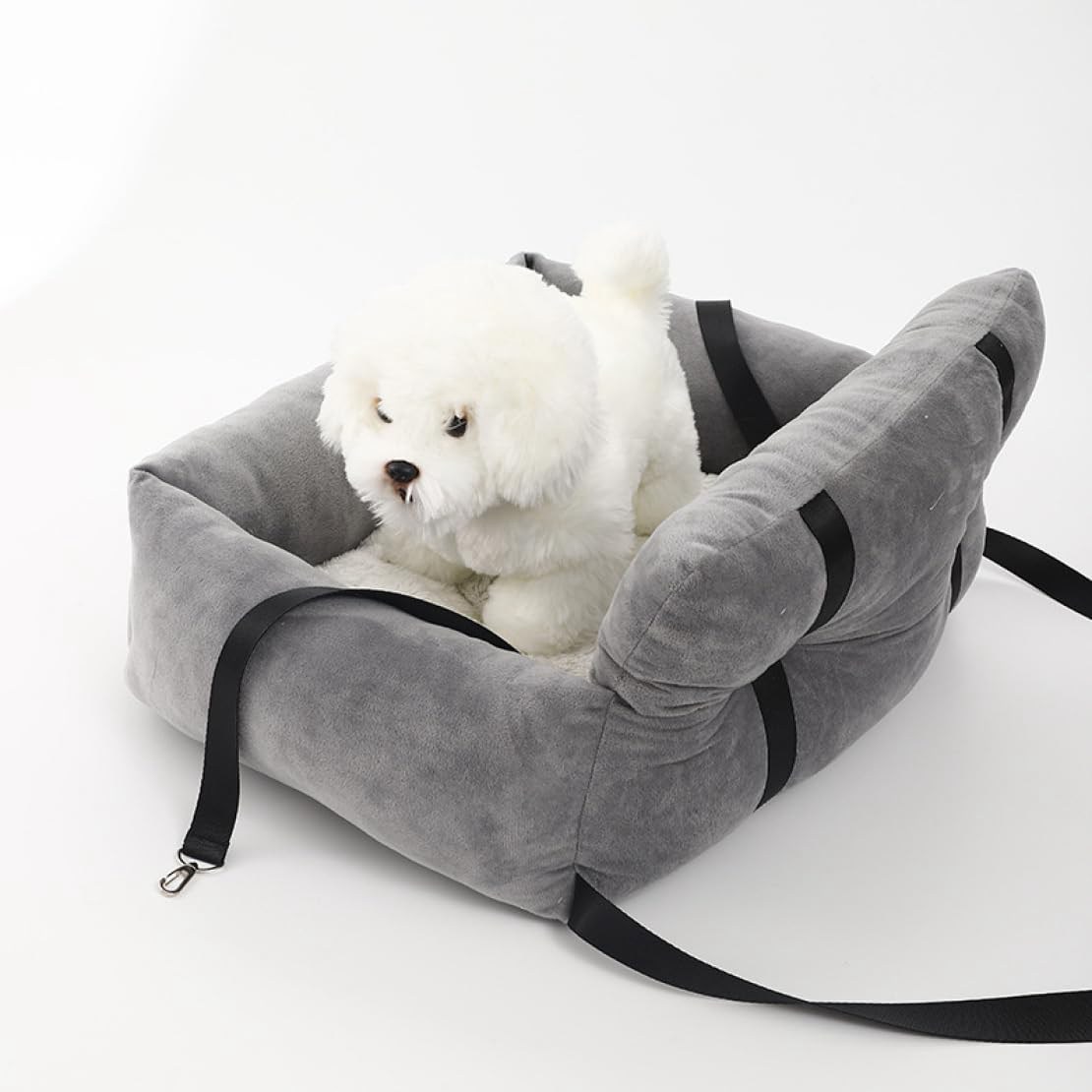 犬 車 ドライブボックス ドライブベッド 小型犬 中型犬 カー用品 飛び出し防止 車酔い防止 水洗い可能 グレー 44*35*27cm 2way 車載用 ペットベッド ペット用ドライブボックス 後部座