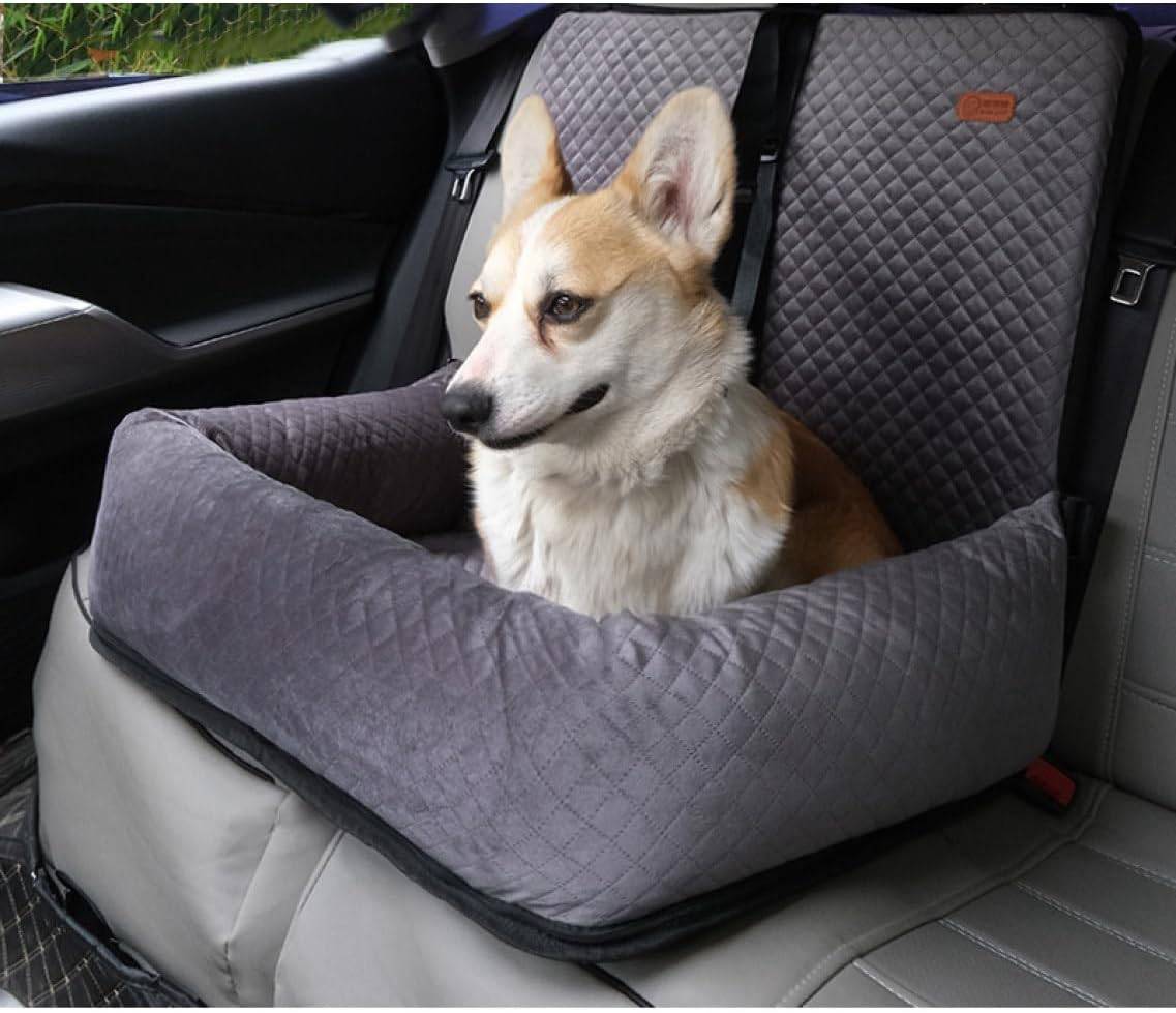 犬 車 グレー ドライブボックス ドライブベッド 犬 猫用 キャリーバッグ ペット用 ドライブシート 座席シート 飛び出し防止 車酔い防止 水洗い可能 2way 小型犬 中型犬 52*76*18 車載|Yokos