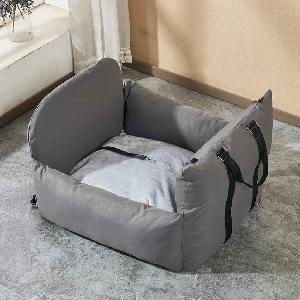 60*50*55 ペット用 ドライブベッド ドライブボックス 犬 ベッド 車用ペットシート 座席シート 飛び出し防止フック付 ダークグレー ペットキャリー 小型犬 中型犬 柴犬用 お出かけ用 犬猫用|Yokos