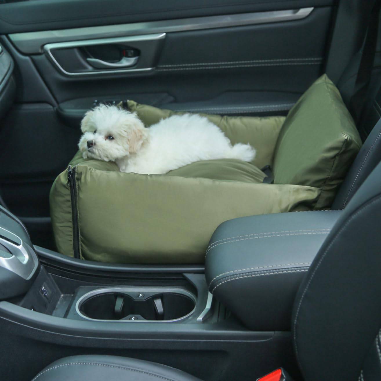 ドライブボックス 車用 ドライブシート ペット用 猫 犬 ドライブベッド 座席シート 水洗い 小型犬 中型犬 キャリーバッグ 車用ペットシート 60*60cm 飛び出し防止 グリーン リード付き 車酔｜Yokos