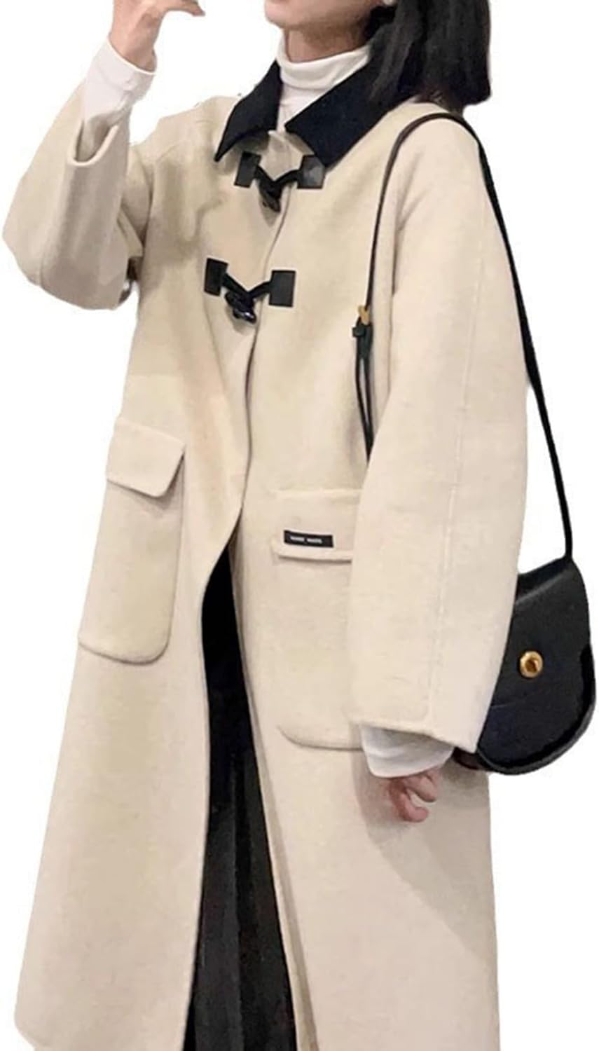 レディース 春秋冬 ダッフルコート チェスターコート ロングコート 長袖 ステンカラー 大きめ ゆったり 体型カバー 防寒 防風 トレンチコート バイカラー 学院風 エレガント デート 普段着 ラシャ｜Yokos