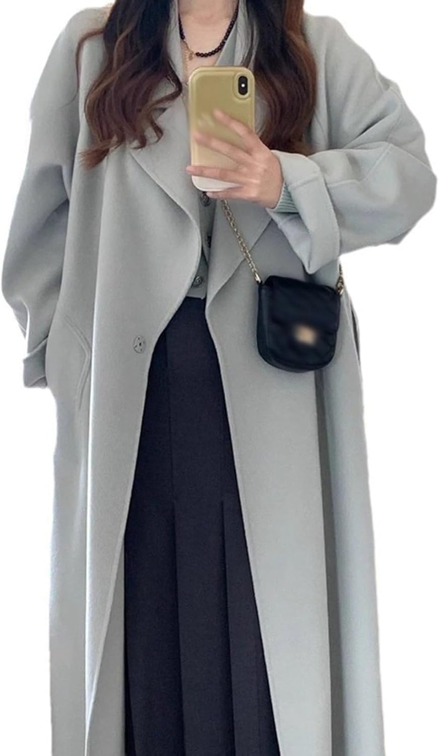 チェスターコート レディース 厚手 ロング丈 ステンカラー ダブル ドロップショルダー ポケット付き ゆったり 大きいサイズ ラシャコート メルトンコート 森ガール 可愛い 日常 通勤 トレンチコート｜Yokos