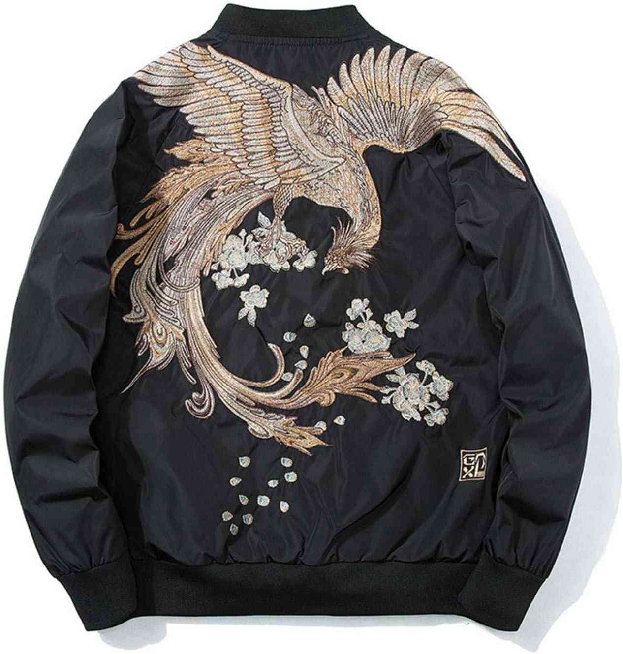 メンズ 鳳凰 冬 刺繍 中綿 ジャケット 防寒 大きいサイズ トップス アウター スタジアムジャンバー コート かっこいい 人気 カジュアル ミリタリー ストリートフライトジャケット 16,194円