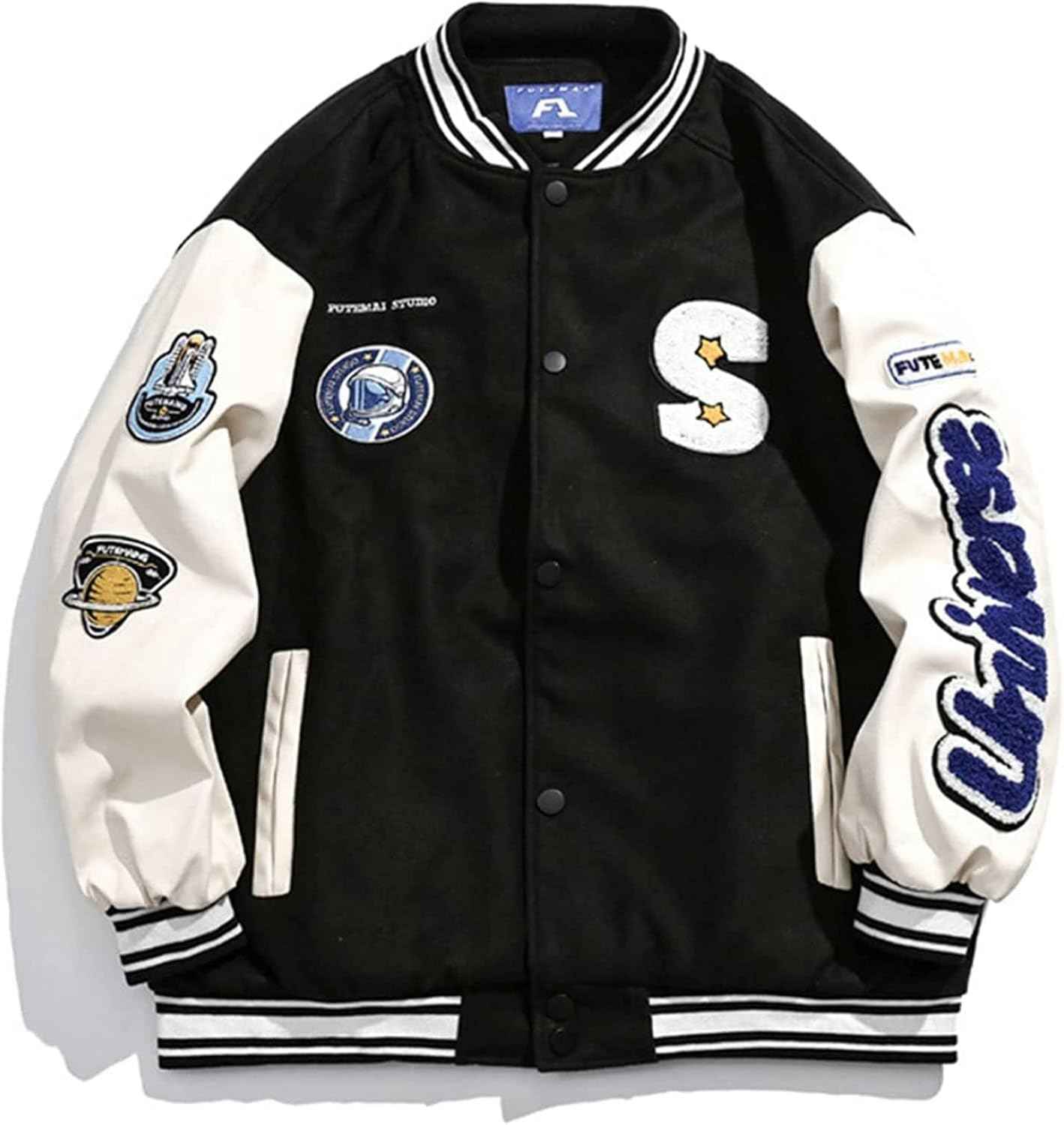 美品 72万 23SS アミリ パッチワーク バーシティジャケット スタジャン 美品 72万 23SS アミリ パッチワーク バーシティジャケット