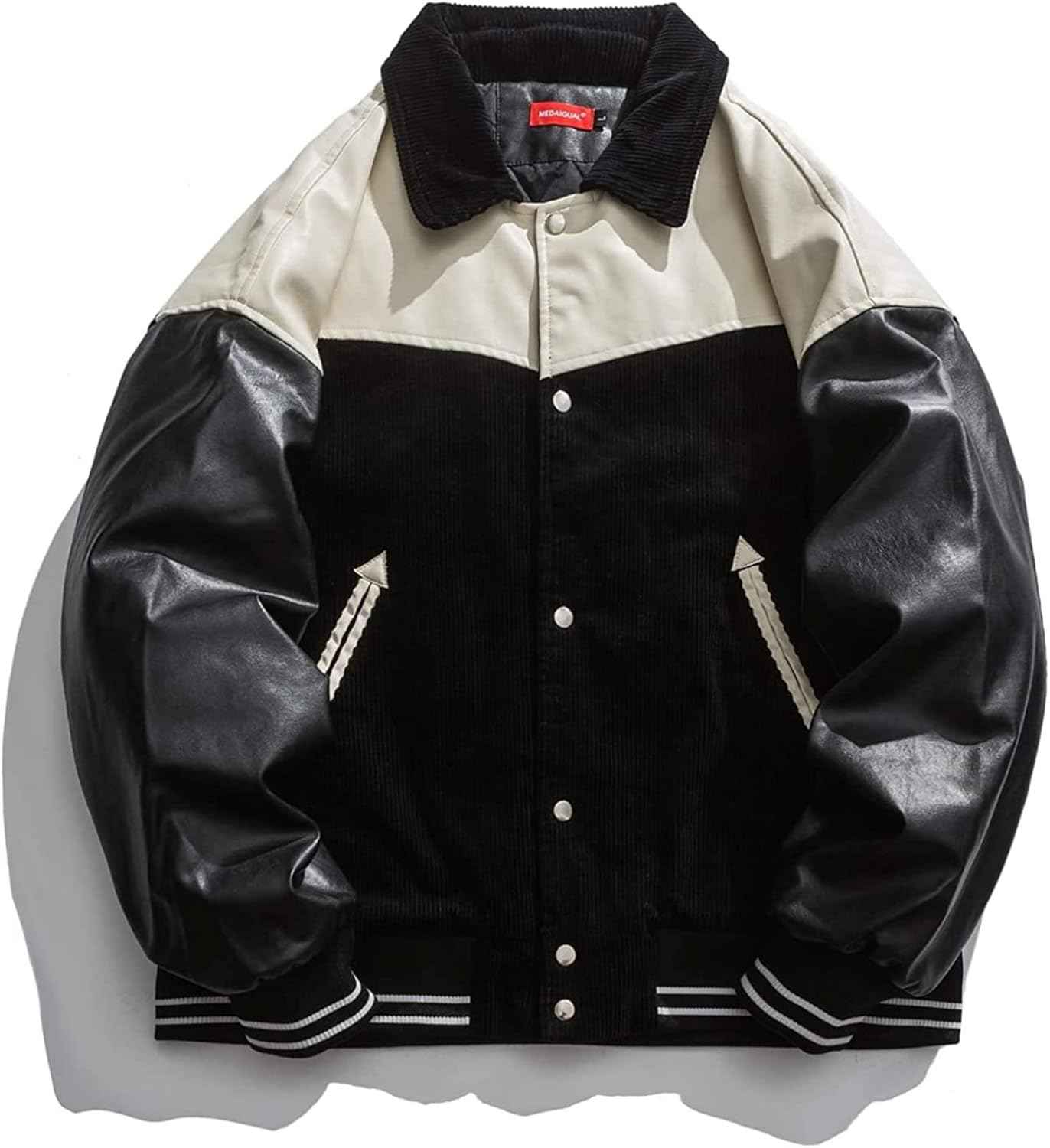 スタジャン メンズ アウター ジャケット 冬服 防寒 puレザー カジュアル ジャンパー 黒 防風 保温 暖かい かっこいい ゆったり おしゃれ ファッション ストリート アウトドア 通勤 通学 男女｜Yokos 16,815円