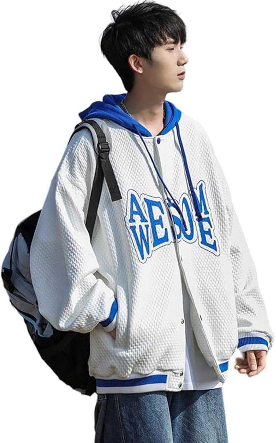 スタジャン メンズ ジャケット フード付き 長袖 ブルゾン ジャンパー カジュアル ゆったり ストリート かっこいい あったか スポーツ スクール 通学 大きいサイズ 秋冬 防風 防寒 アウター