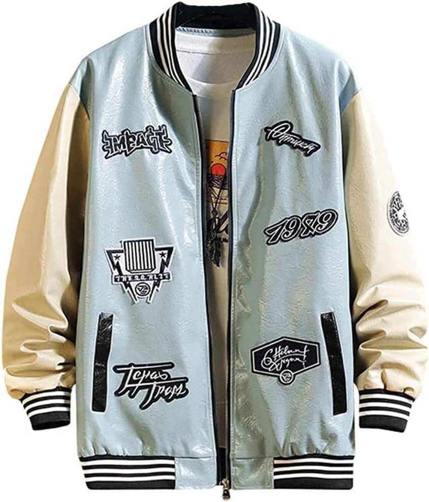スタジャン ジャケットメンズ アウター レディーズ BIGシルエット プリント ジべスボールジャケット ゆったり スタジアムジャンバー ヴァーシティジャケット パッチワーク ブルゾン カジュアル 春秋