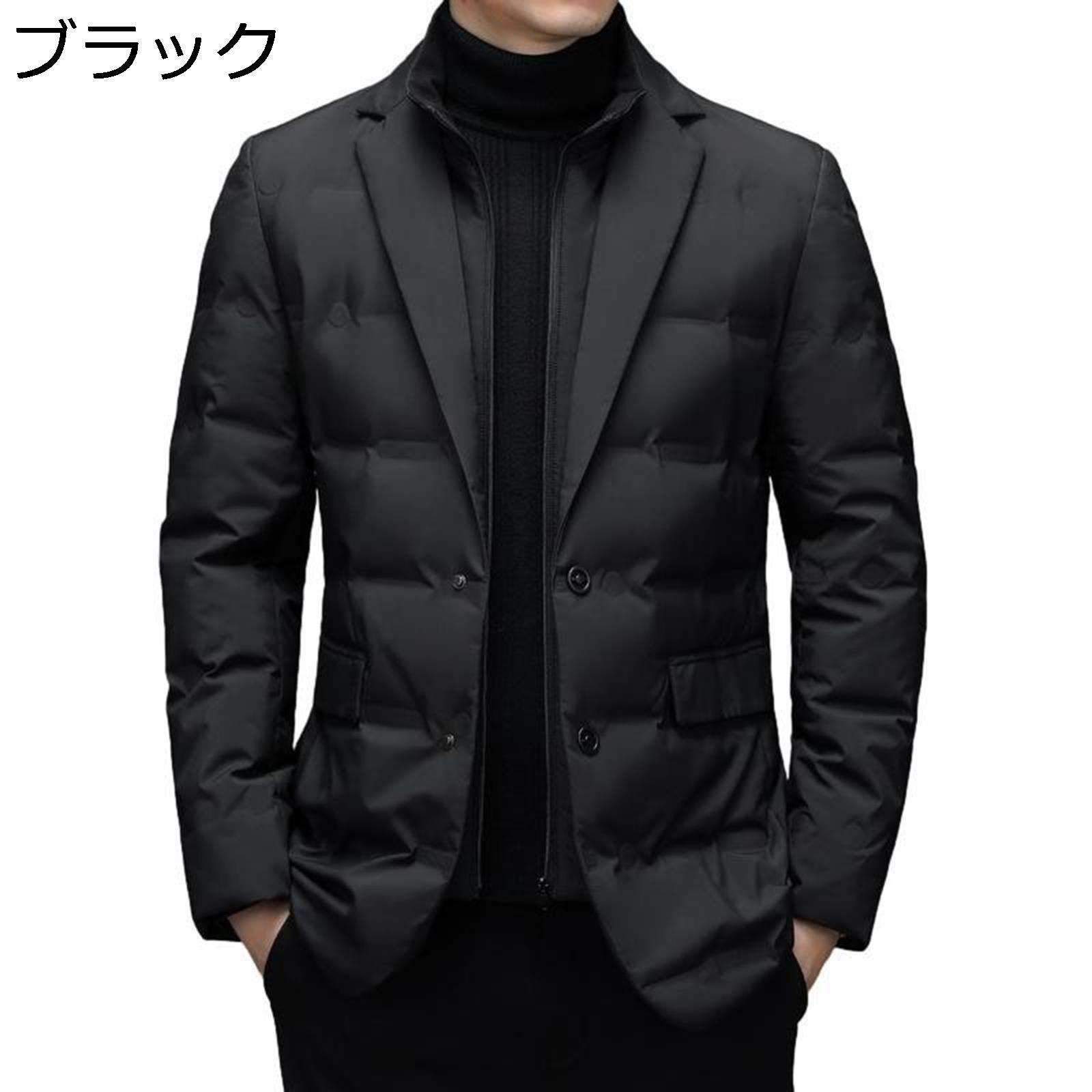 【20%OFFクーポン～】重ね着風 中綿ジャケット ウルトラライトダウン ダウンジャケット 冬 メンズ 紳士 折り襟 ボタン 着痩せ 大きい ライトダウン ダウンコート グレーダックダウン あたたかい 作業着 通勤 ビジネス 高級 おしゃれ