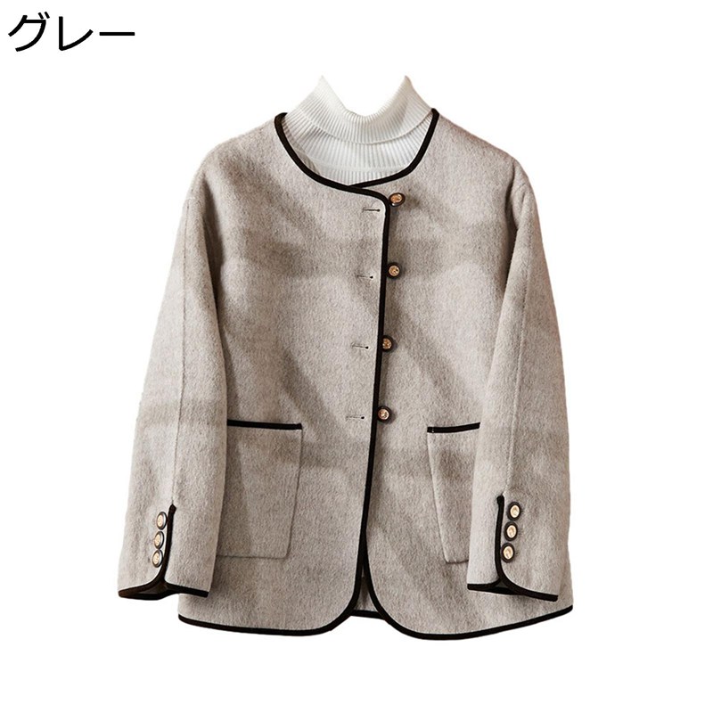 【20%OFFクーポン～】丸首 チェスターコート ジャケット レディース 冬 あったか 防風 防寒 アウター ショート丈 オシャレ 着痩せ ウールコート カジュアル 仕事 デート