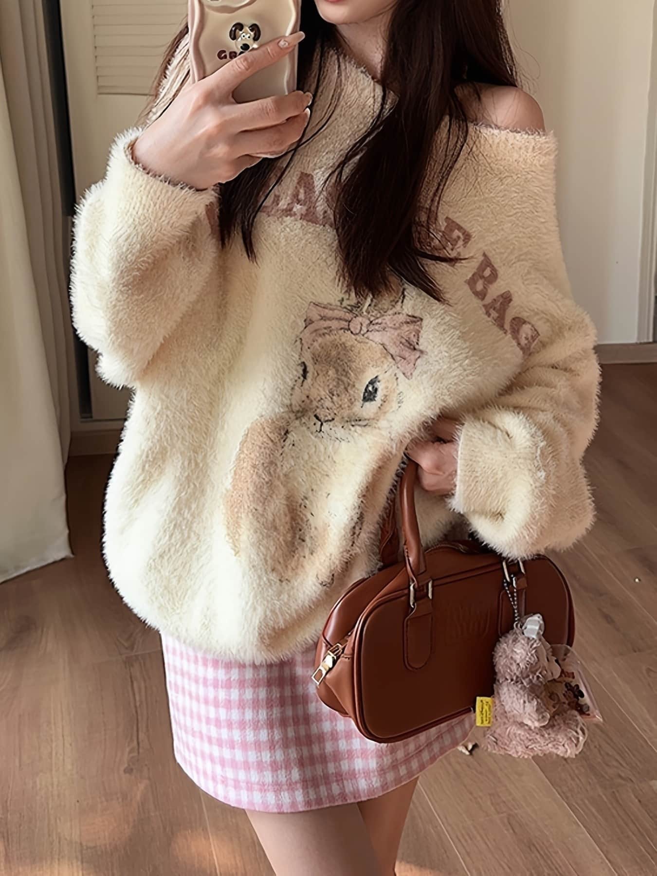 【ふわもこ可愛い】ニットセーターレディースうさぎ柄アニマルシャギーニットミンクタッチトップス長袖クルーネック丸首オーバーサイズビッグシルエットプルオーバーゆったりゆるニット体型カバー華奢見え着痩せ厚手防寒暖かい秋冬冬服新作大人可愛いガーリー韓国ファッ｜Yokos 7,160円