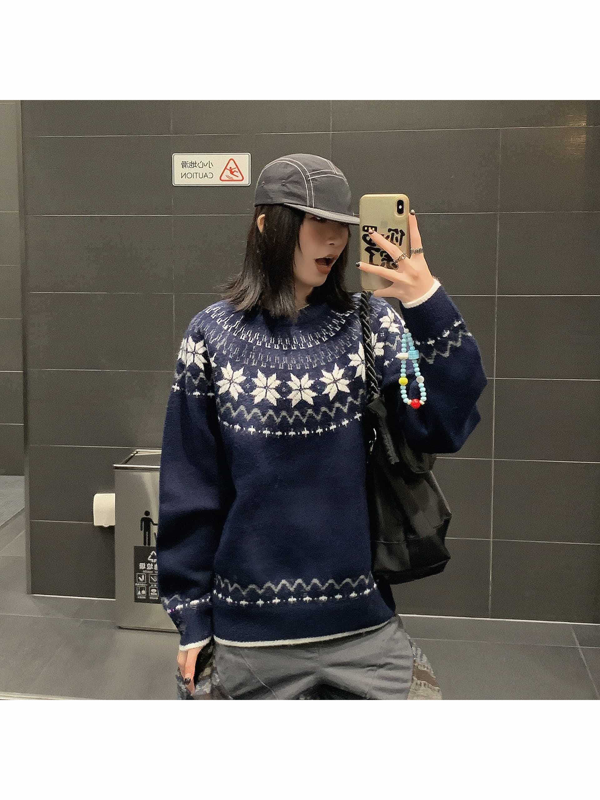 【レイヤード風】フェアアイル ニット セーター レディース メンズ ノルディック柄 クルーネック プルオーバー ジャガード 雪 トップス 長袖 厚手 オーバーサイズ ビッグシルエット ゆったり 体型カバー 華奢見え 着痩せ カジュアル ストリート レトロ 可愛い お洒落 10,052円