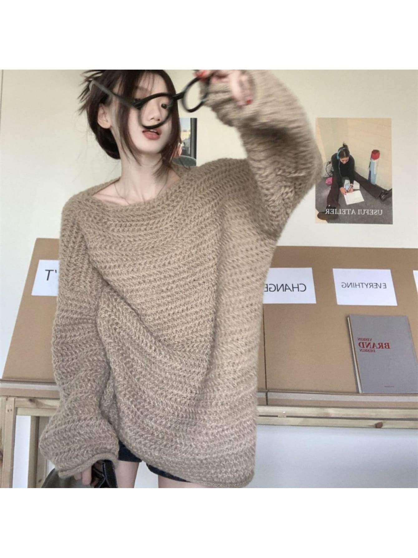 【ざっくりニット】 ニット セーター レディース トップス ボートネック オフショル ゆるニット オーバーサイズ ビッグシルエット ゆったり 体型カバー 華奢見え 着痩せ 二の腕カバー ローゲージ プルオーバー 長袖 無地 きれいめ カジュアル オフィス 通勤 通学