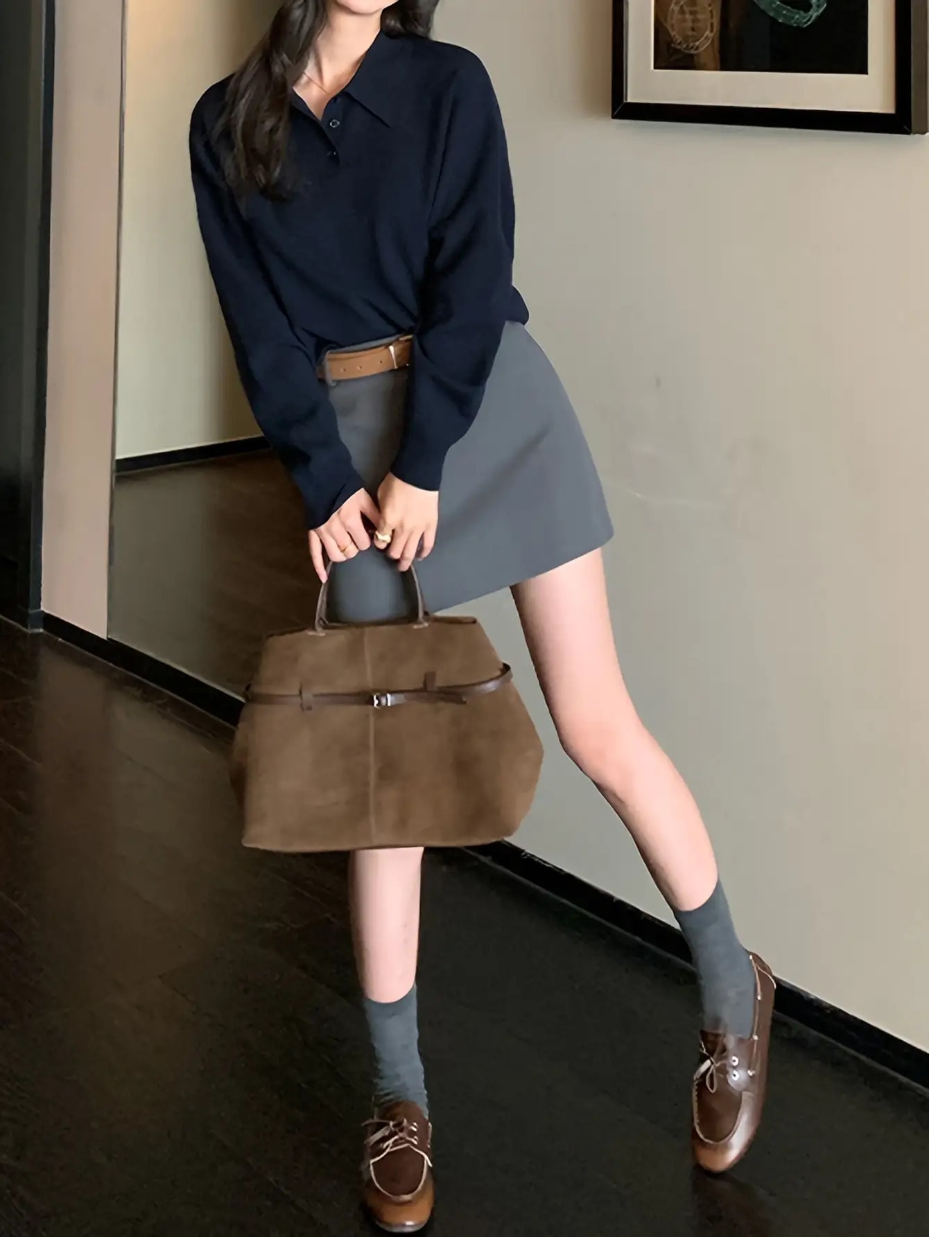 【襟付きポロニット】ニット セーター レディース トップス 長袖 前ボタン 無地 ゆったり 大きいサイズ 体型カバー 着痩せ 細見え オフィス 通勤 OL カジュアル きれいめ 大人可愛い 春 秋 冬 柔らかい カシミヤタッチ シンプル ママコーデ 普段使い プルオーバー