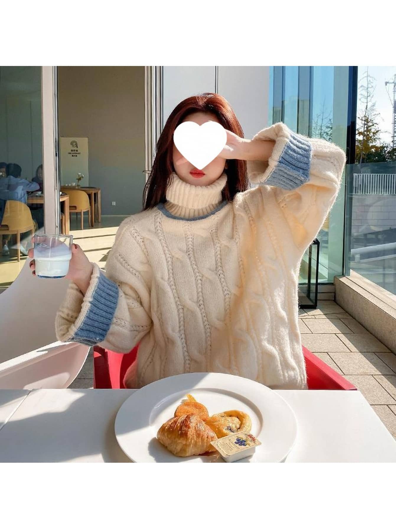 【配色デザイン】ニット セーター レディース ハイネック タートルネック トップス バイカラー ざっくり ゆるニット 厚手 長袖 プルオーバー オーバーサイズ ケーブル編み 韓国ファッション 暖かい 防寒 体型カバー 着痩せ 小顔効果 大人可愛い カジュアル きれいめ｜Yokos 7,918円