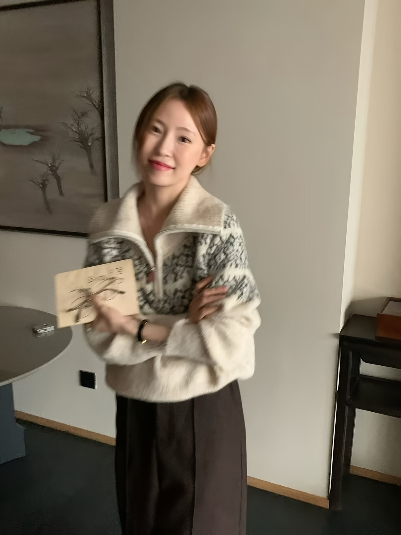 ハーフジップ ニット セーター レディース トップス フェアアイル ノルディック柄 ジャガード 襟付き ハイネック ゆったり オーバーサイズ ビッグシルエット 厚手 暖かい 防寒 体型カバー 二の腕カバー 着痩せ 細見え 華奢見え レトロ ヴィンテージ風 大人可愛い|Yokos