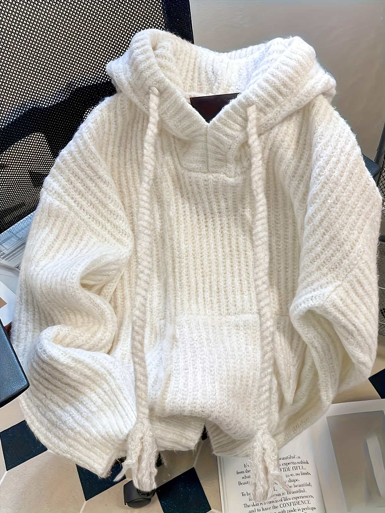 【ゆるふわ暖か】ニットパーカー レディース フーディー プルオーバー セーター トップス 長袖 厚手 ローゲージ リブ編み ざっくり編み オーバーサイズ ビッグシルエット ゆったり 体型カバー お尻隠れる 着痩せ 無地 大人可愛い きれいめ カジュアル シンプル 部屋着